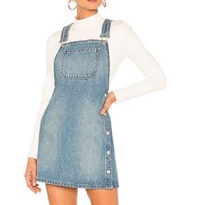 Free People Denim Overall Dress w/ Side Button